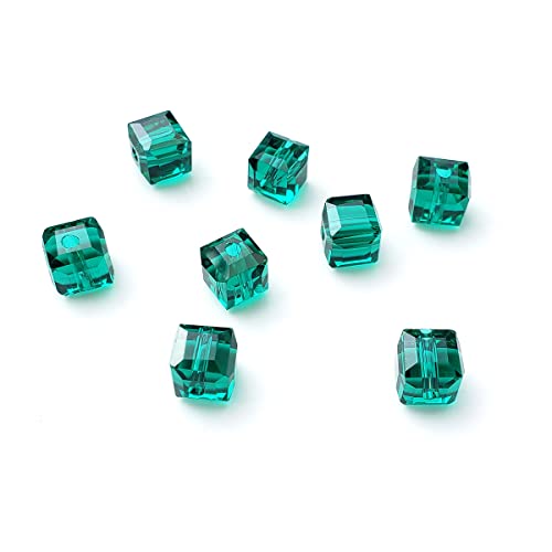 4mm Cube Glass Beads for Jewelry Making, Faceted Square Crytal Spacer Beads for Bracelet Necklace Earring, Emerald Green 450pcs - color: Emerald Green, size: 4mm