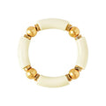 LALAPPLE Gold Plated Beaded Acrylic Bamboo Tube Bangle Bracelets for Women, Colorful Chunky Curved Tube With Gold Plated Pieces Beads Stretch Bracelet Friendship Summer Beach Jewelry - color: A-Ivory