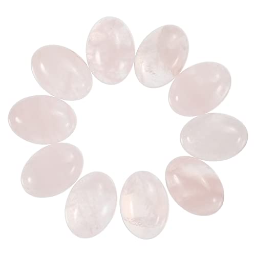 MECCANIXITY Flat Oval Stone,Oval Cabochons Stones 14mm x 10mm Natural Stone Cabochons for Jewelry Making DIY Photo Frame Home Decor (Pack of 10, Pink) - color: Pink