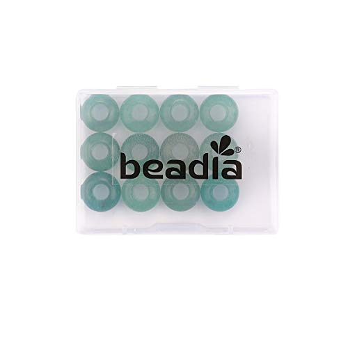 BEADIA Natural Green Aventurine Rondelle Stone with Large Hole (5.5mm) Loose Semi Gemstone Beads for Jewelry Making 14mmx7.5mm 12pcs - color: Green Aventurine, size: 14mm x 7.5mm