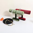 Bracelet T Bar Display for Selling, Wahtch Stand Jewelry Display, Velvet Bangle Holder Organizer【Green】 - color: Green