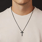 IEFSHINY Gifts for Men Boys - Stainless Steel Cross Pendant Chain Necklaces for Men, Mens 16-30 Inches Chain Gold Silver Black Cross Necklace Boys Jewelry Gifts - size: 18, style: Black-cross pedant 0.7"*1.18"