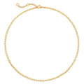 Dremmy Studios Dainty Gold Choker Necklace for Women 14K Gold Plated Coin Disc Figaro Layered Beaded Flat Mariner Sideways Cross Wishbone Link Clavicle Necklaces - style: 2.0mm Beaded Chain