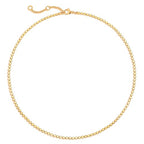 Dremmy Studios Dainty Gold Choker Necklace for Women 14K Gold Plated Coin Disc Figaro Layered Beaded Flat Mariner Sideways Cross Wishbone Link Clavicle Necklaces - style: 2.0mm Beaded Chain