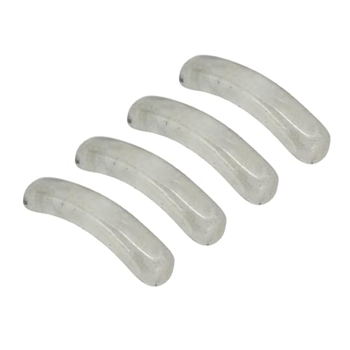 PATIKIL 4 Pcs Natural Stone, 36 x 10 mm Natural Curved Clear Quartz Stone Crystal Handmade Jade Flat Beads for DIY Crafting, Gray Flash - color: Gray Flash