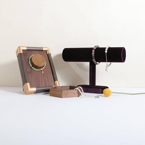 Bracelet T Bar Display for Selling, Wahtch Stand Jewelry Display, Velvet Bangle Holder Organizer【Purple】 - color: Purple