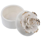 DECHOUS Small Ceramic Trinket Box with Lid - Jewelry Organizer Case for Women Girls Storage Ring, Earrings, Necklace - Gifts for Mother's Day Birthday Anniversary