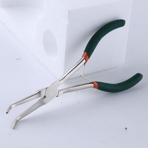 SPEEDWOX Mini Long Nose Pliers with Smooth Jaw, Bent Long Reach Needle Nose Pliers for Jewelry Making, Bending Wire and Small Object Gripping - style: Bent Long Nose Pliers Smooth Jaws