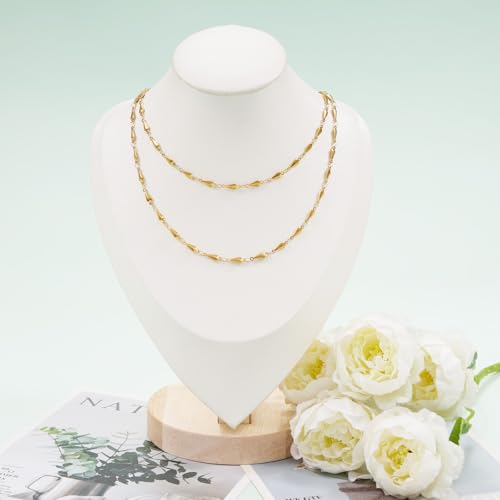KYUNHOO 4 Meters Stainless Steel Chains for Jewelry Making Small Water Drips Link Chain Spool Gold Plated DIY Jewelry Bulk with Connectors for Women Men Make Handcrafts - color: Drop Gold