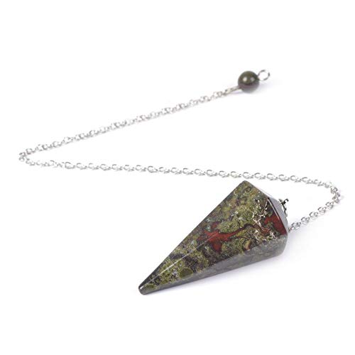 Justinstones Natural Dragon Blood Jasper Gemstone Rock Crystal Hexagonal Pointed Reiki Chakra Pendant Pendulum - color: Dragon Blood Jasper