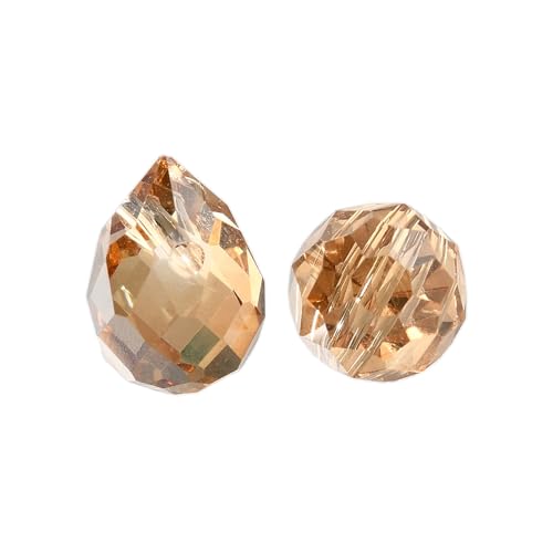 100pcs Goldenrod Glass Teardrop Beads Charms Water Drop Faceted AB Color Plated Beads Top Drilled Sparkly Prisms Chandelier Dangle Charms for DIY Earrings Necklace Bracelet Jewelry Craft 10.5x8mm - color: Goldenrod