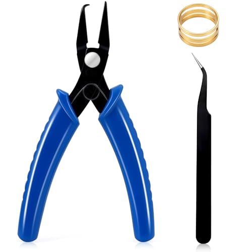 URSKYTOUS Split Ring Pliers Jewelry Making Tools Jump Ring Opener Tool Keychain Pliers for Opening Split Rings Jump Rings Jewelry Plier for Bracelet Fishing Beading DIY Craft Jewelry Making Supplies - color: Rh Blue