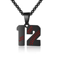AIAINAGI Baseball Number Necklace - Stainless Steel Chain Pendant for Men Athletes 00-99 Jersey Number Gift - color: Black, style: 12