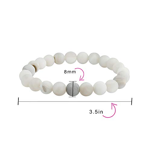 Bling Jewelry Natural Multi Color Semi Precious Gemstone Round Bead 8MM Strand Stackable Stretch Bracelet For Women Men Teen Unisex - color: Crazy Lace Agate