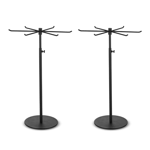 Spinning Jewelry Display Stand - Rotating Keychain Display Stand - Adjustable Height Jewelry Organizer - Countertop Jewelry Display Display Stands for Vendor Events (Matte Black, 2 Pack) - color: Matte Black, size: 2 Pack