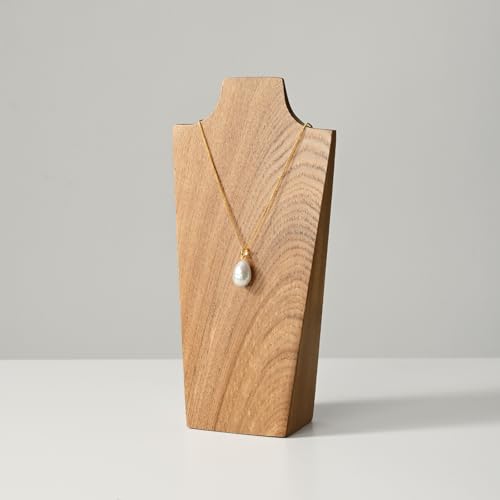 Solid Wood Jewelry Bust Necklace Display Showcase Jewelry Necklace Pendant Stand Display Stand Holder(H7.87) - size: S