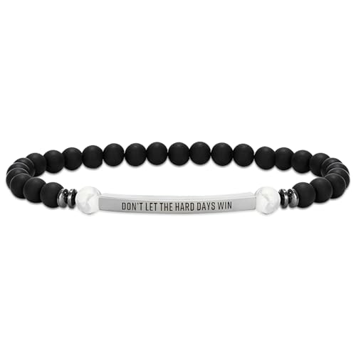 INSYOHO Dont Let the Hard Days Win Bracelet – Inspirational Healing Crystal Bracelet for Women & Men, Agate & Amethyst Beaded Adjustable, Motivational Gift for Stress Relief & Positivity - color: Frosted