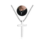 IEFSHINY Gifts for Men Boys - Stainless Steel Cross Pendant Chain Necklaces for Men, Mens 16-30 Inches Chain Gold Silver Black Cross Necklace Boys Jewelry Gifts - size: 30, style: Silver-cross pedant 0.7"*1.18"