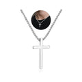 IEFSHINY Gifts for Men Boys - Stainless Steel Cross Pendant Chain Necklaces for Men, Mens 16-30 Inches Chain Gold Silver Black Cross Necklace Boys Jewelry Gifts - size: 24, style: Silver-cross pedant 0.7"*1.18"