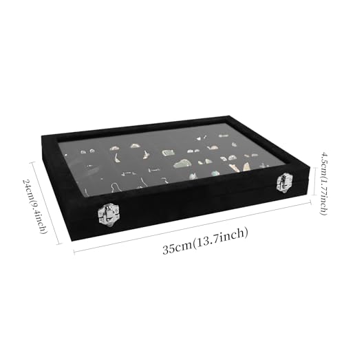 Wudygirl 40 Grid Jewelry Organizer Tray for Earrings Rings Bracelets Storage Necklaces Display Large Jewelry Box with Clear Lid Multiple Compartments Drawer Organization (Black Velvet) - style: 40 Grid Tray