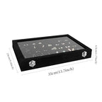 Wudygirl 40 Grid Jewelry Organizer Tray for Earrings Rings Bracelets Storage Necklaces Display Large Jewelry Box with Clear Lid Multiple Compartments Drawer Organization (Black Velvet) - style: 40 Grid Tray