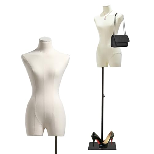 Female Mannequin Dress Form Torso, 47"-83" Height Adjustable Display Mannequin Body with Metal Stand, Retro Manikin for Sewing Clothing Jewelry Market Shop (White, C) - size: C