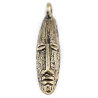 TheBeadChest Elongated Mask Brass Pendant from Africa (47x11mm): Genuine West African Mask Design for DIY Jewelry & Necklaces - color: Brass, size: Elonaged Charm (45x10mm)