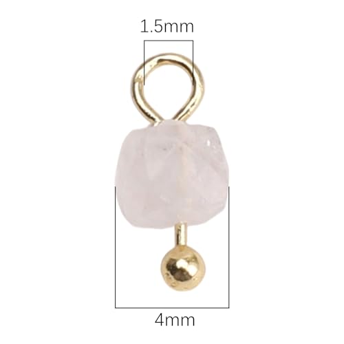 Beadia Natural Faceted Cube Stone Charms 4mm 30pcs with Untarnish Metal Accessories Loose Square Beads for DIY Jewelry Making - color: Rose Quartz