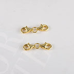 Double Lobster Clasp Gold Plated Sterling Silver Double Claw Connector Bracelet Extension Clasp for Jewelry Making（2pcs） - color: B-2 PCS Gold