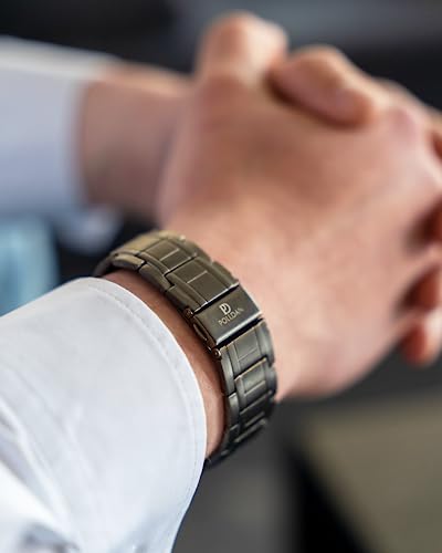 POLLDAN® 3X Power Magnetic Bracelets For Men | 6200 Gauss Strength Mens Titanium Bracelet with Fold-Over Clasp, Adjustable Length, Gift Box, Sizing Tool | Innovative Magnets Alloy - Patent - color: Gunmetal