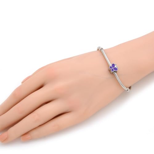 40pcs Purple Enamel Butterfly Symbol of Transformation Large Hole Animal Beads (Hole 4.5mm) Antique Silver for Earrings Bracelet Necklace Anklet Jewelry Making MEC-A12 - size: Butterfly (Enamel)