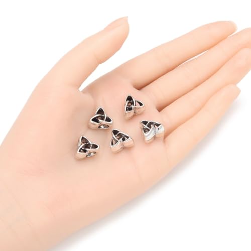 40pcs Triangle Celtic Trinity Knot Sign Large Hole Religious Loose Beads (4.5mm Hole) Antique Silver for Earrings Bracelet Necklace Anklet DIY Jewelry Making MEC-D1 - size: Triangle Celtic Trinity Knot Sign