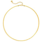 Dremmy Studios Dainty Gold Choker Necklace for Women 14K Gold Plated Coin Disc Figaro Layered Beaded Flat Mariner Sideways Cross Wishbone Link Clavicle Necklaces - style: 2.7mm Woven Chain