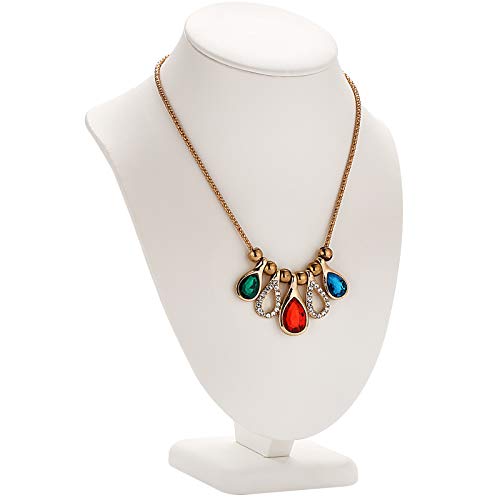 Polmart Modern Necklace Display Bust (White Leatherette, 10 ¼”H) - color: White Leatherette, size: 10.25”H