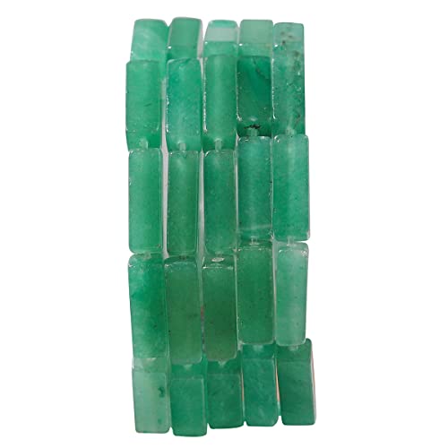 BEADIA Natural Green Aventurine Tube Beads 13x4mm 30pcs Rectangle Loose Semi Gemstone Beads for Jewelry Making Design - color: Green Aventurine Rectangle