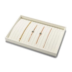 18 Slots Microfiber Necklace Bracelet Tray Jewelry Tray Necklace Bracelet Holder Organizer (White) - color: Beige, size: 18 Slot