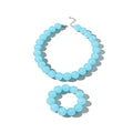 Colorful Chunky Beaded Necklace for Women Acrylic Bead Choker Necklaces Fashion Large Round Beads Necklaces for Women Handmade Summer Jewelry - color: Blue bracelet + necklace