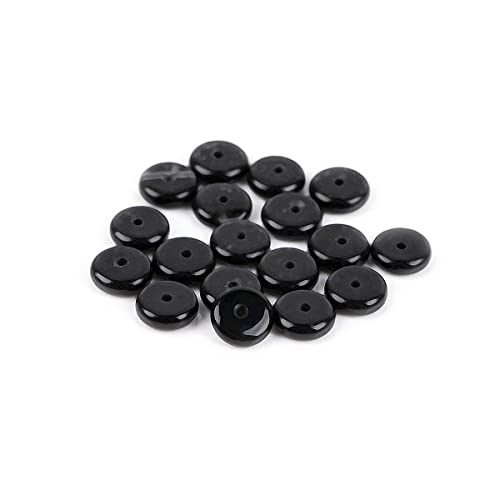 JOE FOREMAN 2x6mm Natural Polished Black Agate Stone Heishi Disc Rondelle Spacer Beads for Jewelry Making Full 15" Strand Energy Stone Healing Power Crystal - color: Black Agate