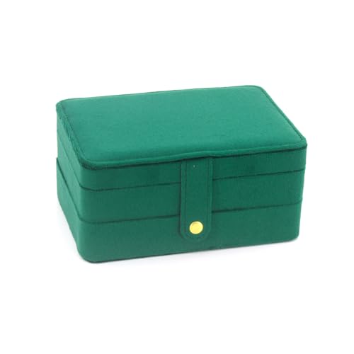 KOOAAICCHI Small Jewelry Box, Travel Jewelry Organizer, Portable Jewelry boxes for Women Girls Gift, Double Layers PU Leather Jewelry Holder for Rings, Earrings, Necklaces- Velvet Green - color: Velvet-Green