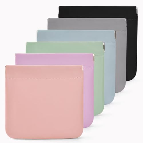 6PCS Small Makeup Bag for Purse，Waterproof Leather Portable Mini Makeup Bag,Snap Closure Organizer Pouch for Coin Cards Jewelry Lipstick Cosmetic Accessories，Small Travel Kit Storage Pouch - color: Multicolor 04