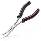 7-Inch Long Reach Bent Needle Nose Pliers Smooth Jaws Bent Long Nose Pliers Extra Long Needle Nose Pliers Jewelry Pliers for Jewelry Making, Wire Wrapping and Object Gripping, Non-slip Handle - style: Bent Needle Nose Plier Smooth Jaws