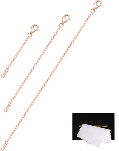 VANBARIS 925 Sterling Silver Necklace Extender Rose Gold Necklace Extender Rose Gold Chain Extenders for Necklaces 3 Piece Set (2, 3, 4 inch) - color: RoseGold, size: 2 3 4 inch