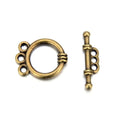 Adabele 20 Sets Round Toggle Clasp 17.7mm T-Bar Closure 3 Rings Tarnish Resistant Antique Bronze for Multiple Strands Layering Necklace Bracelet Craft Jewelry Making MC-AF58 - size: 17.7mm Toggle with 3 Rings