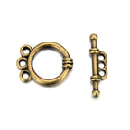 Adabele 20 Sets Round Toggle Clasp 17.7mm T-Bar Closure 3 Rings Tarnish Resistant Antique Bronze for Multiple Strands Layering Necklace Bracelet Craft Jewelry Making MC-AF58 - size: 17.7mm Toggle with 3 Rings