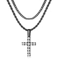 GEMOSA Cross Chain for Men 14K Gold Silver Plated Solid Iced Out 5A+ Cubic Zirconia Stainless Steel Cuban Link rope Layered Chains 16-24 Inch Large Cross Diamond Pendant Nceklace Jewelry Gifts - color: Black Gold, size: 16/18 inch