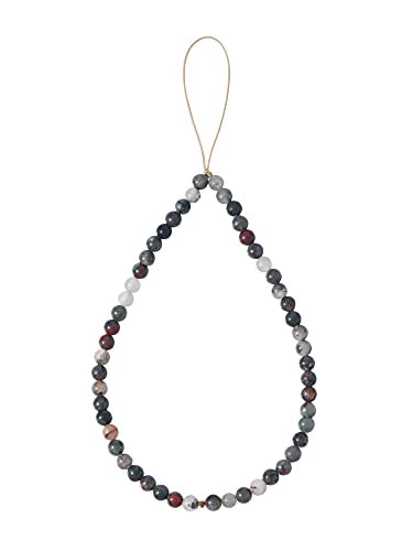 Semi-Precious Gem Stones Beaded Phone Charm Cell Phone Lanyard Wrist Strap Handmade Natural Gemstone Phone Chain string - color: Bloodstone