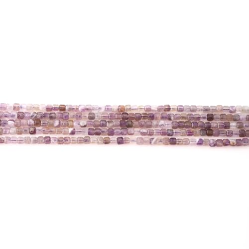 Faceted Natural Amethyst2 2-3mm Cube Square Loose Beads Gemstone Small Loose Beads Healing Crystal Energy Stone for DIY Jewelry Making 15" - color: Amethyst2