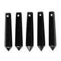 50mm Natural Black Obsidian Hexagonal Wand Jewelry Making Crystal Pointed Chakra Reiki Healing Beads 2mm Hole Drilled(Pack of 5) - color: Black Obsidian