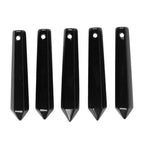 50mm Natural Black Obsidian Hexagonal Wand Jewelry Making Crystal Pointed Chakra Reiki Healing Beads 2mm Hole Drilled(Pack of 5) - color: Black Obsidian