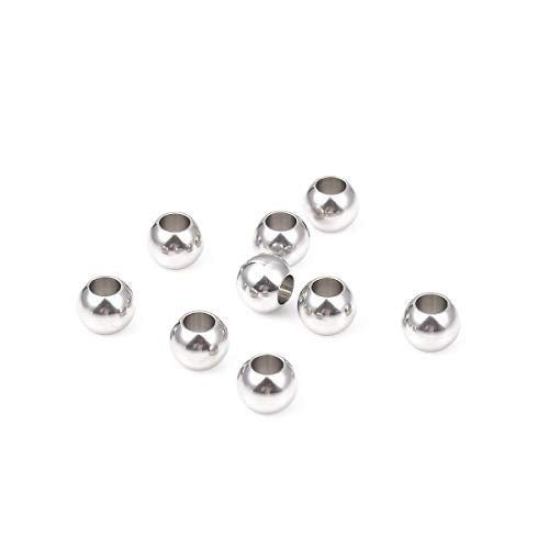 BEADIA Stainless Steel Spacer Beads 9x7mm Round Loose Charm Caps Beads for DIY Jewelry Making 20pcs with 4.5mm Hole - color: 9x7mm 4.5mm